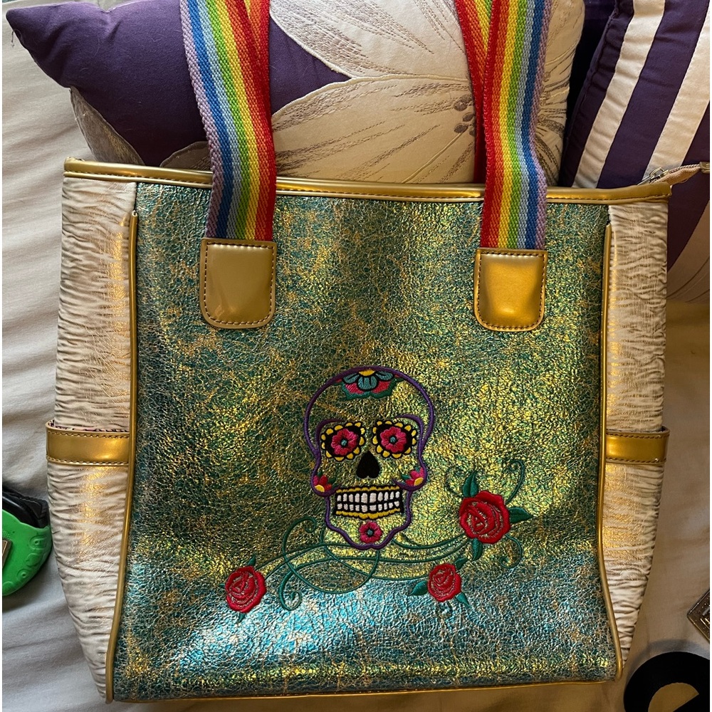 Large pride sugar skull tote